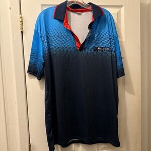 NWOT Golfie Up Mens XXXL Blue and Red Collared Tee Shirt